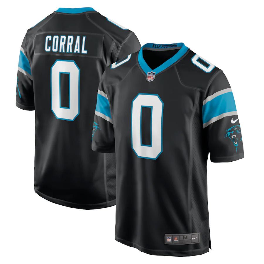 Men Carolina Panthers #0 Matt Corral Nike Black 2022 NFL Draft Pick Player Game Jersey